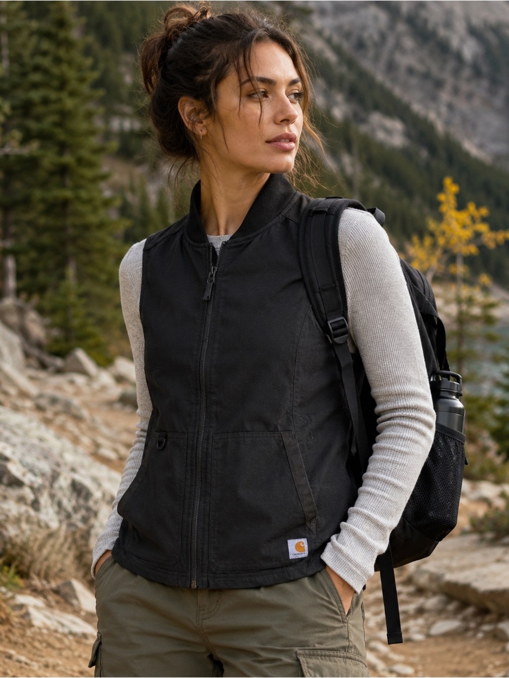 Carhartt Rugged Flex Black Utility Zip Vest Women’s Small Modern Fit Workwear
